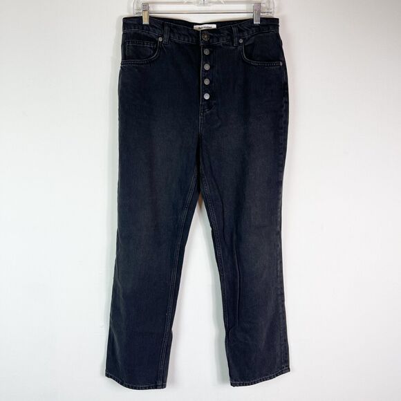 Reformation NWOT Women's Black Cynthia Button Fly High Rise Straight Jeans 30 - Picture 3 of 8
